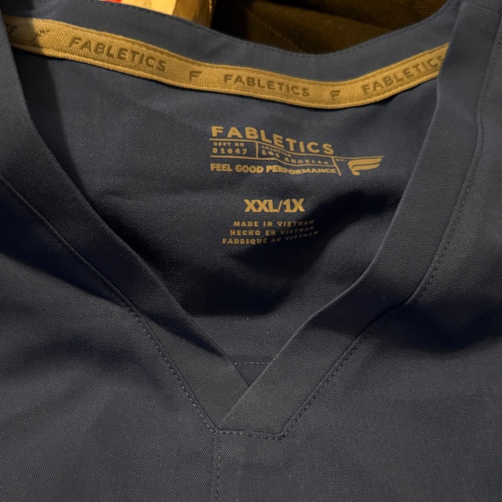 Fabletics Navy V-Neck Scrub Top